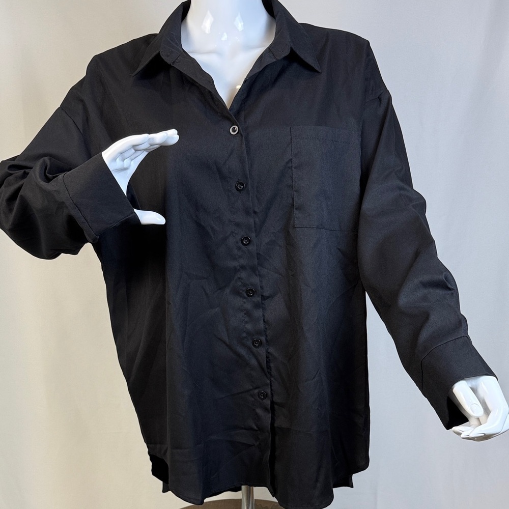 The Drop Black Button-Up Shirt Oversized Minimalist